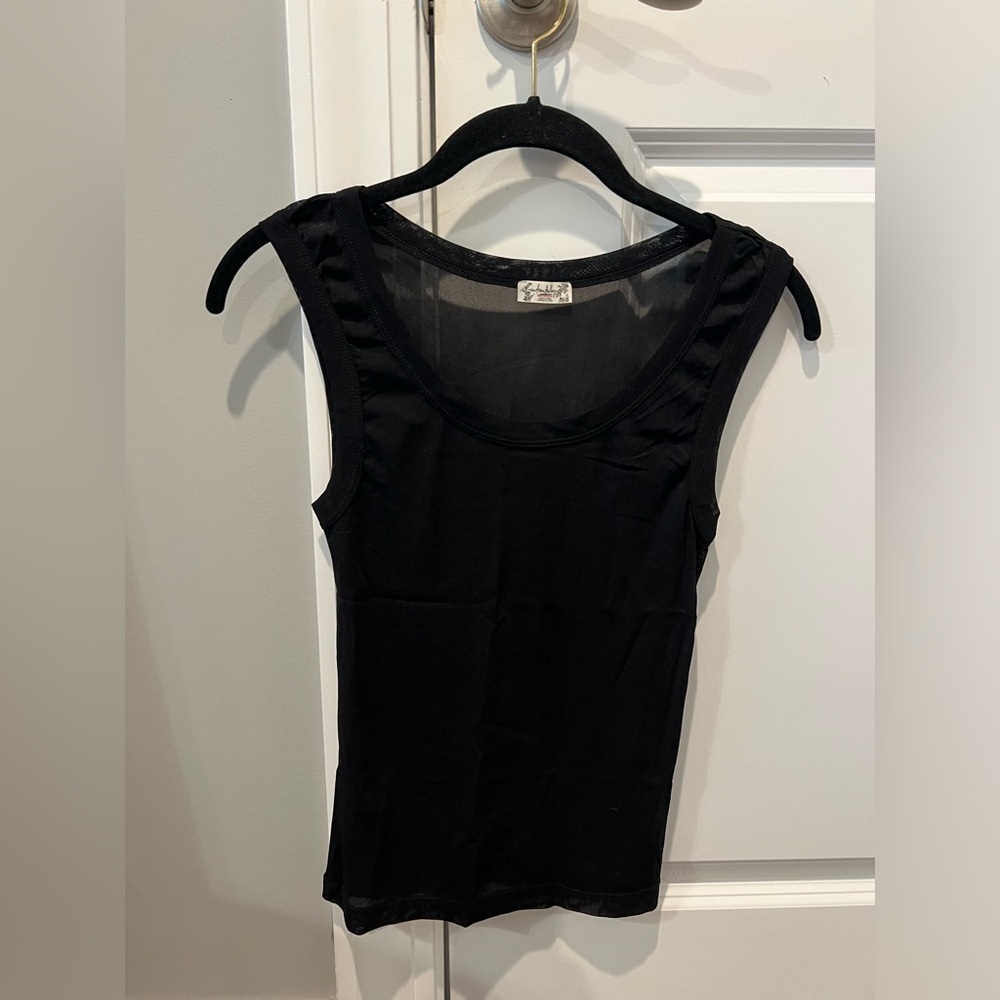 🏷️ Free People Intimately Sheer Black Muscle Tank Top Size XS